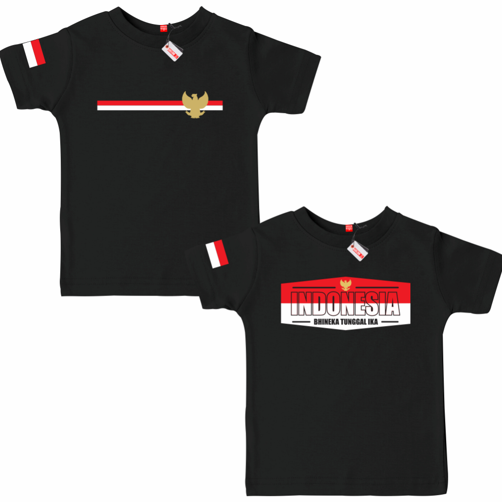 Gilan T Shirt Kaos Baju Distro Anak Gambar INDONESIA GARUDA EMAS BENDERA MERAH PUTIH Seri Agustus