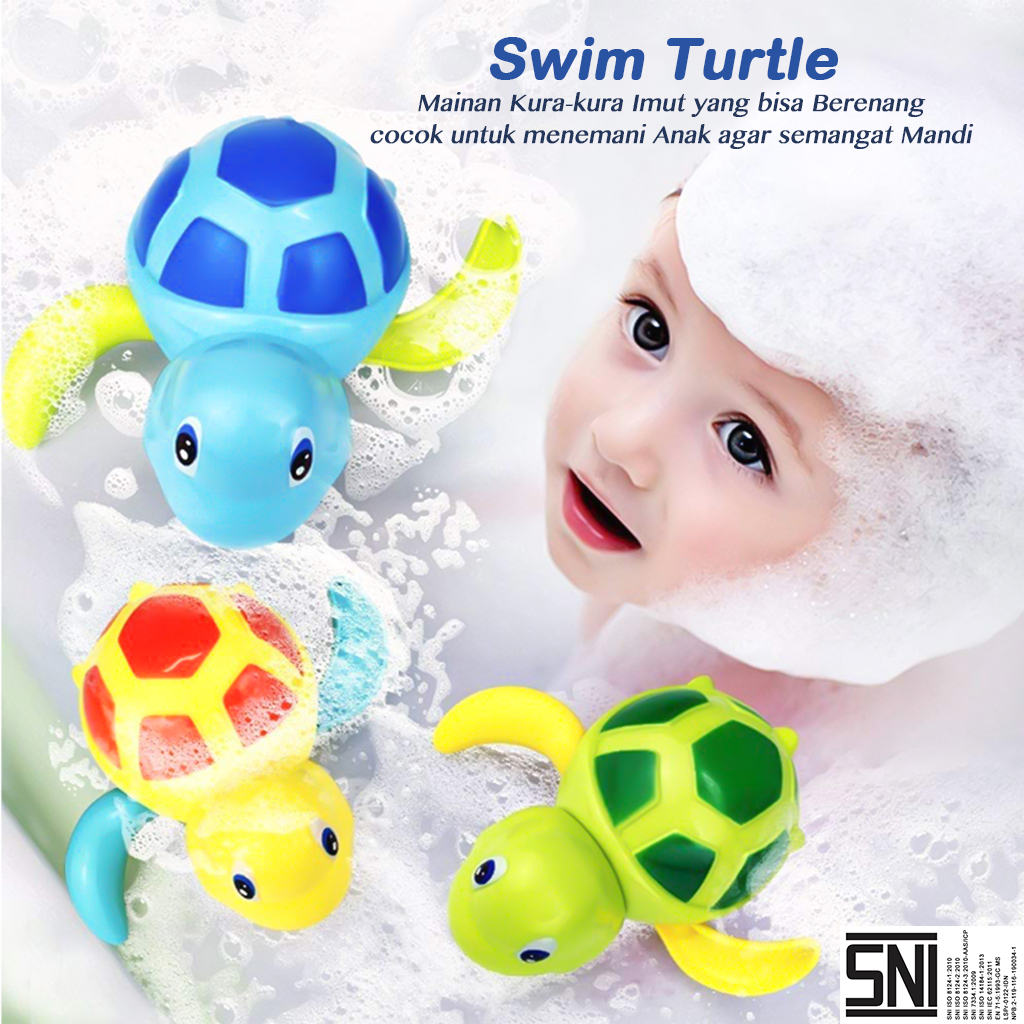 [Shiyan] mainan lucu hewan kura kura klasik mainan bayi swimming turtle toy mainan mandi