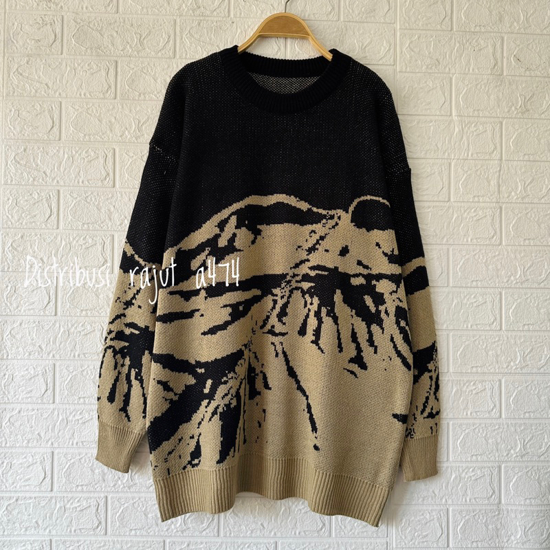 BROMO SWEATER RAJUT OVERSIZE MOTIF GUNUNG ATASAN RAJUT PRIA WANITA LENGAN PANJANG