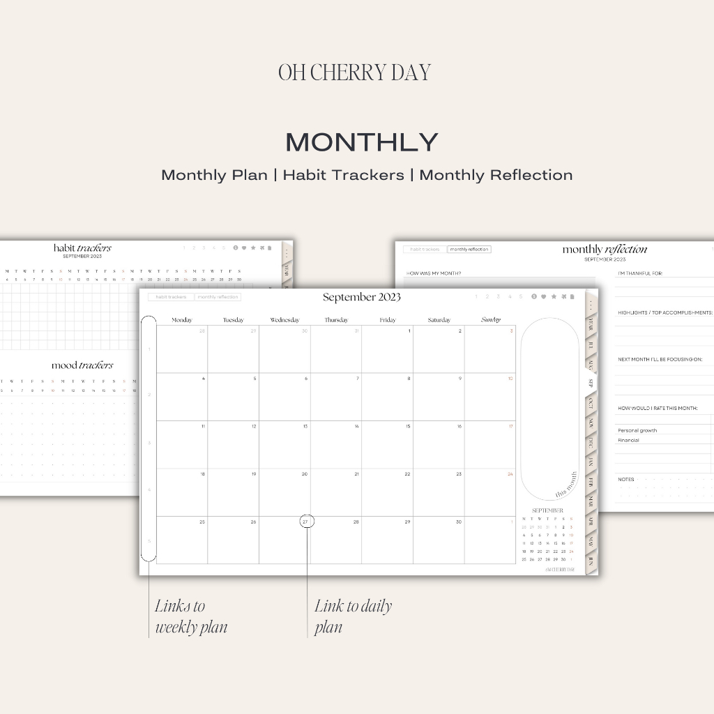 Minimalist Digital Planner Midyear 2023/2024 Bullet Journal Bujo Notebook untuk iPad / Tablet Digital Stickers - The Modern