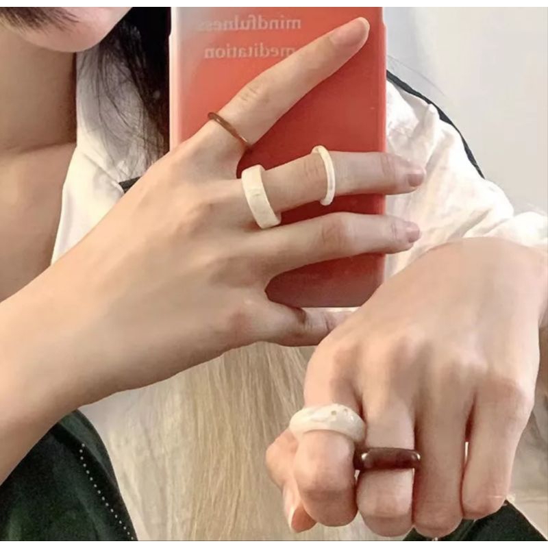 3 PCS/ Set Cincin Akrilik / Cincin Resin Fashion Korea Random