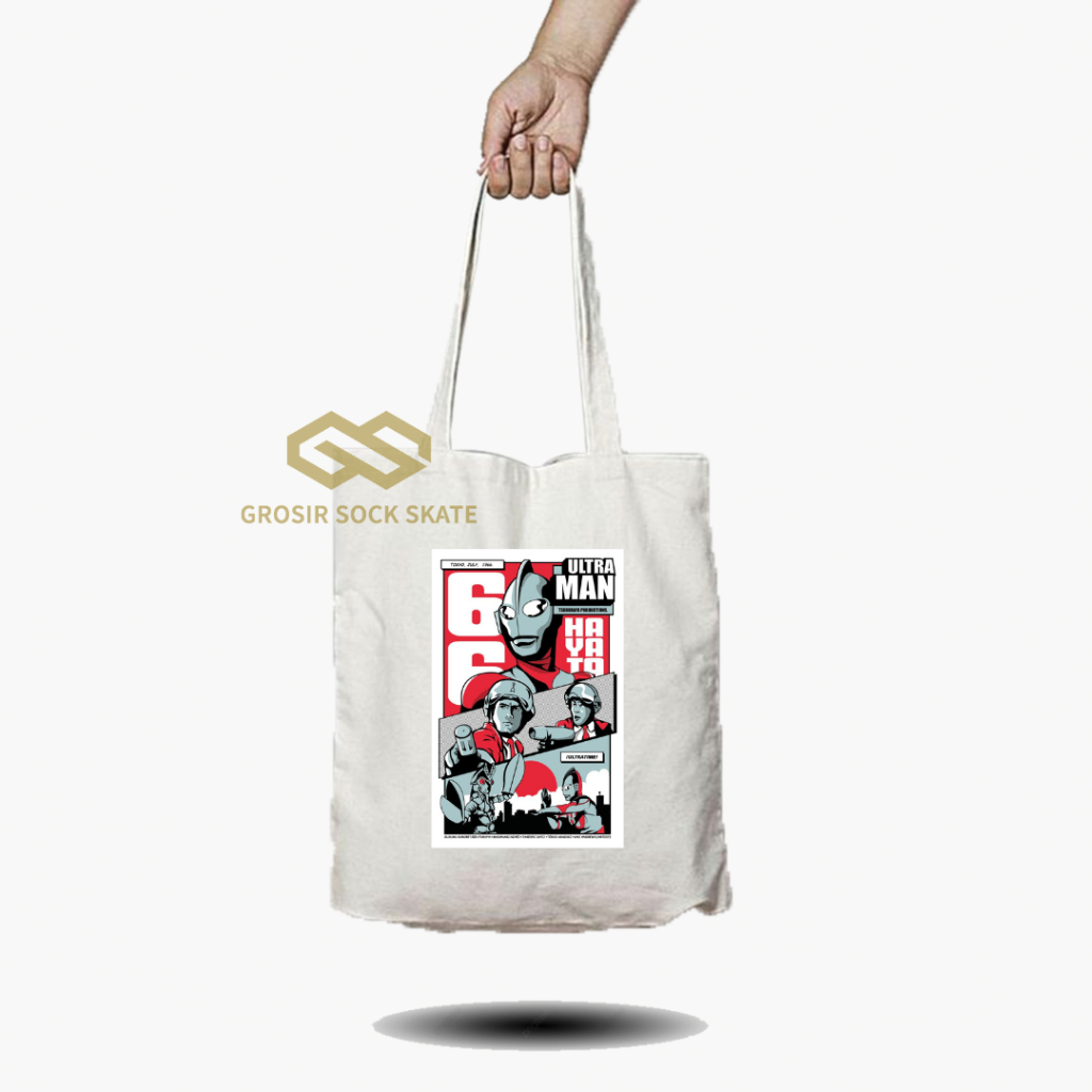 Totebag Kanvas Ultraman / Tas Tote Music / Musik Band / Cartoon