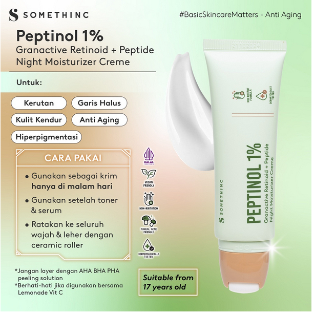 SOMETHINC PEPTINOL 1% Granactive Retinoid + Peptide Night Moisturizer Creme ❤ jselectiv ❤ Krim Malam - ORI✔️BPOM✔️COD✔️