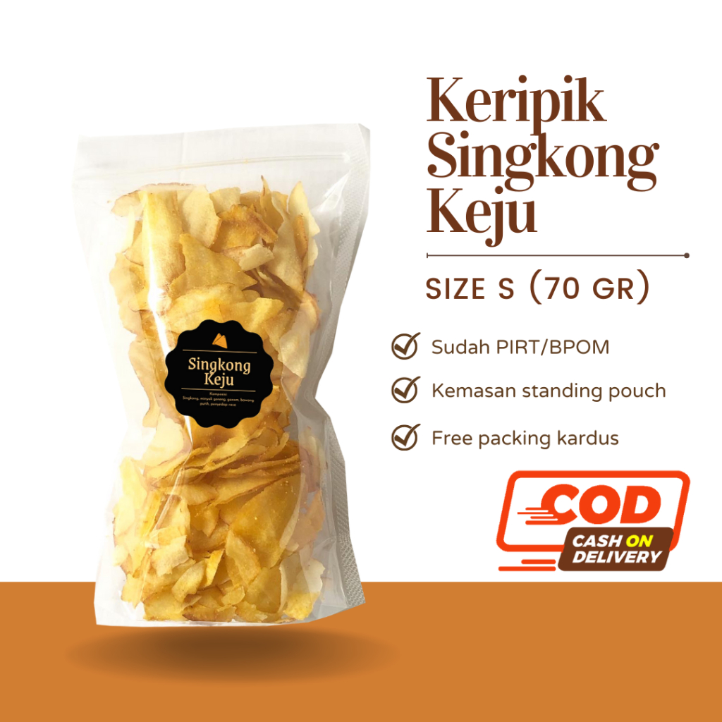 [DELISH SNACKS] Keripik Singkong Asin / Balado / Lada / Keju (S) 70gr / Snack Cemilan Camilan Pedas Gurih