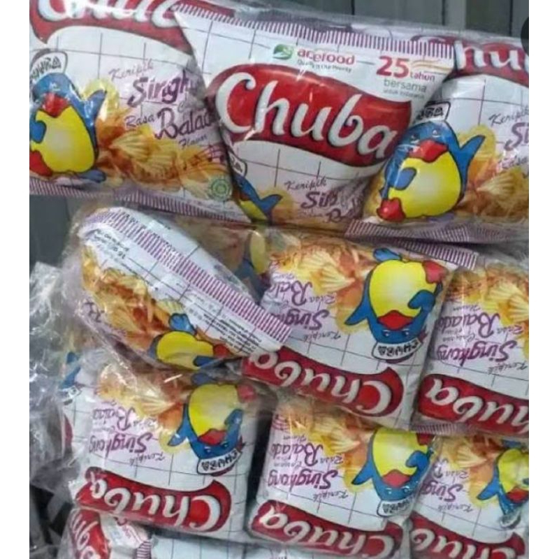 

Chuba Keripik Singkong Balado/Keju 1pack isi 20pcs(14gr) Cemilan gurih dan hemat