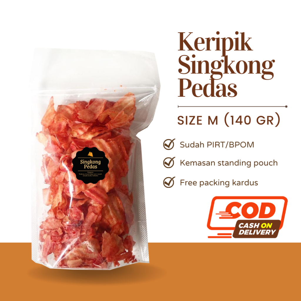 [DELISH SNACKS] Keripik Singkong Asin / Balado / Lada / Keju (M) 140gr / Snack Cemilan Camilan Pedas Gurih