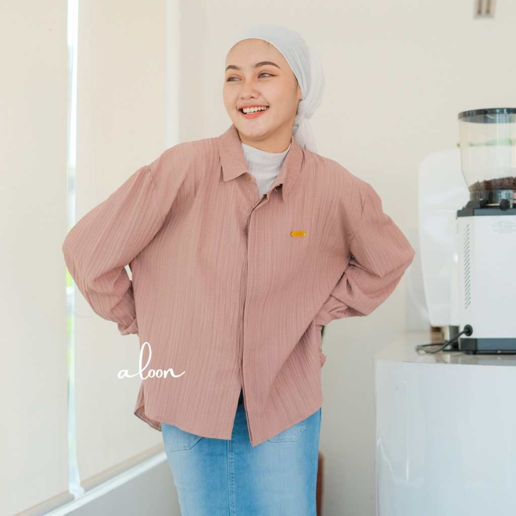 Luna Kemeja Oversize Bahan Lady Crush Busui Friendly – Kemeja Wanita Atasan Wanita