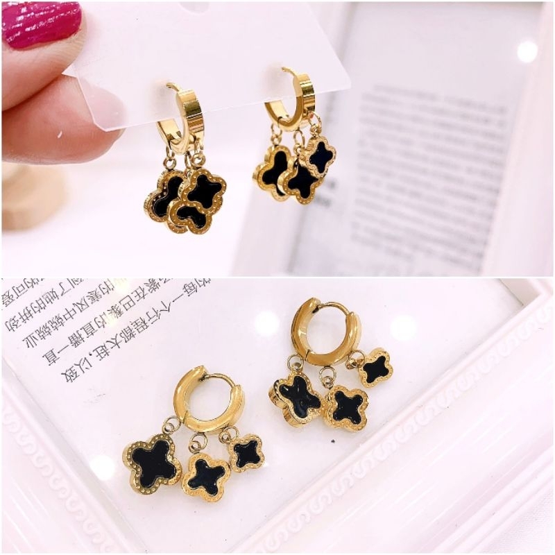 Anting Titanium asli  Premium Quality Silver kilau mirip emas asli earring Stainless Steel anti karat anti alergi Ta-36