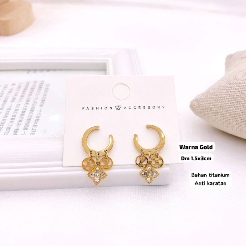 Anting Titanium asli Premium Quality Anti Karat Anti Alergi Anting Stainless steel Ori At802