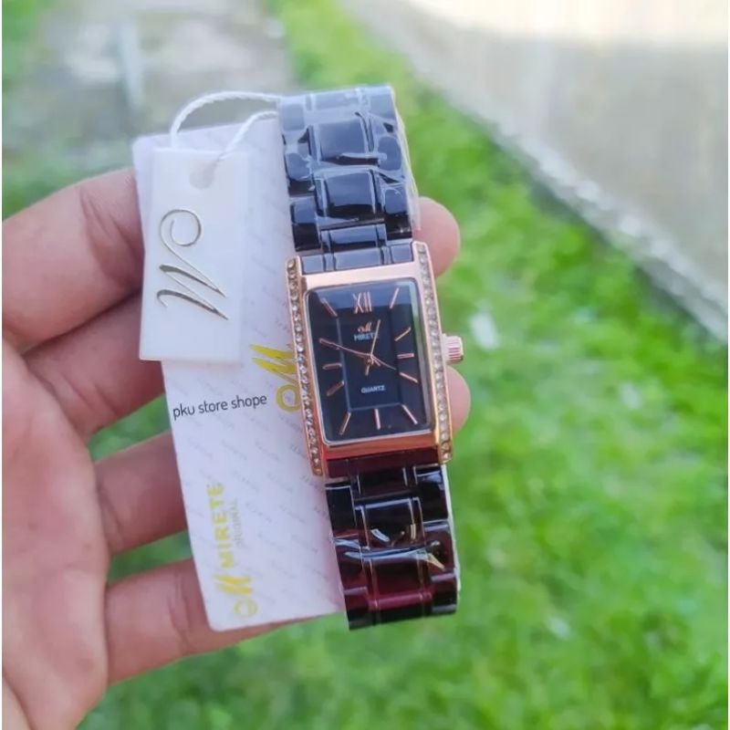 MIRETE petak diamond Terlaris || JAM tangan wanita gold petak permata mewah || JAM tangan wanita mur