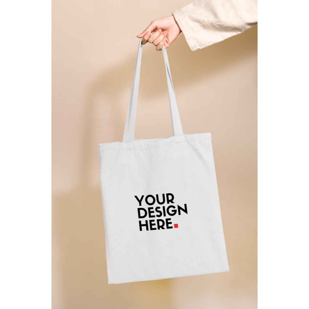 Tote Bag | Totebag Kain Blacu | Resleting Custom - Broken White Polos