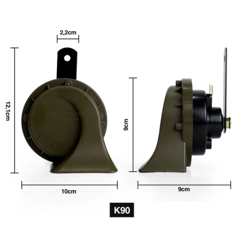 SEPASANG KLAKSON KEONG SOUNDBLACK K90 NINE HORN WATERPROOF UNTUK MOTOR DAN MOBIL