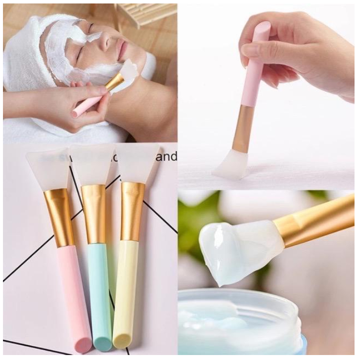 A624 KUAS MASKER SILIKON gagang pastel silicone brush maskeran bubuk bilas gel lembut karet halus make up aksesoris alat kecantikan perawatan tubuh badan muka wajah karet plastik warna warni pastel lucu imut salon