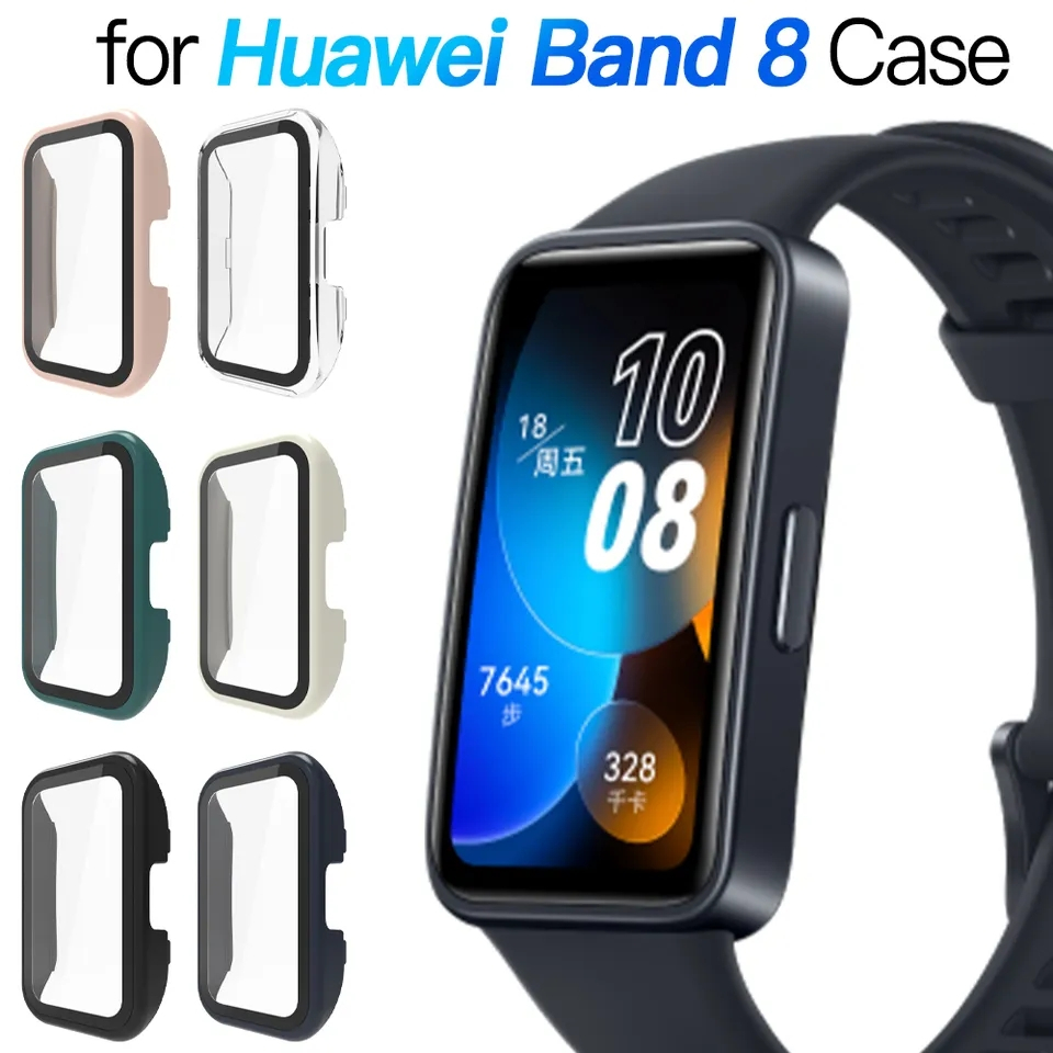 HARD case Tempered glass Pelindung screen guard anti gires Huawei Band 8 Full Civer antigores