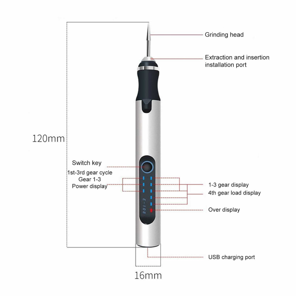 VOTO Bor Listrik Mini Grinder Polishing Alat Ukir 18000 RPM - E108