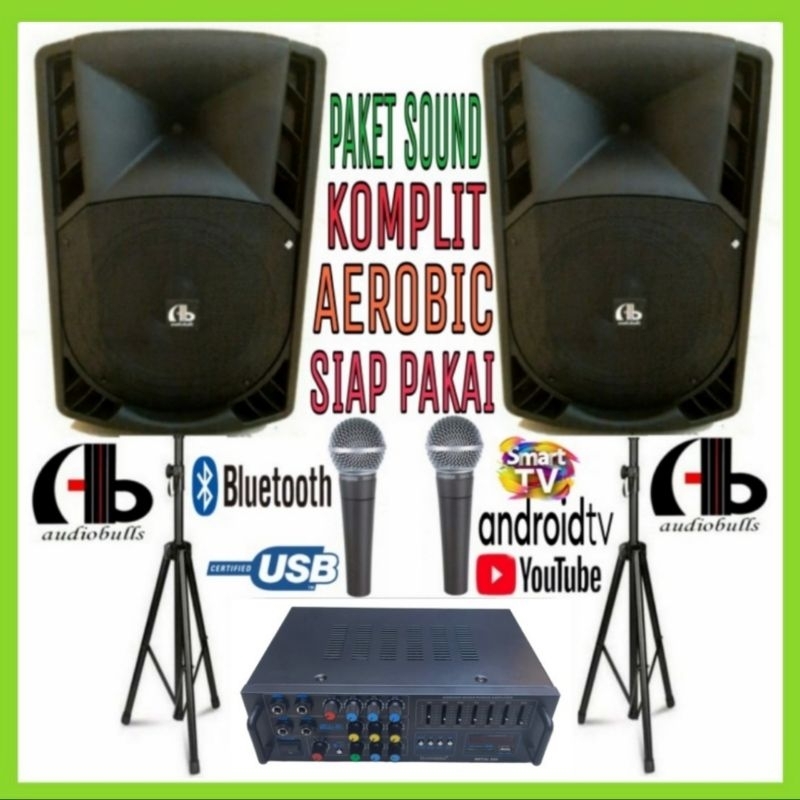 Paket Karaoke Bass &amp; Aerobic ,Karaoke ,Senam Ampli Karaoke Bluetooth Dan Speaker 12 Inch