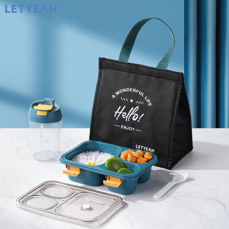 letyeah 850ml Kotak makan set lunch box dengan Botol minum 460ml dan tas bekal