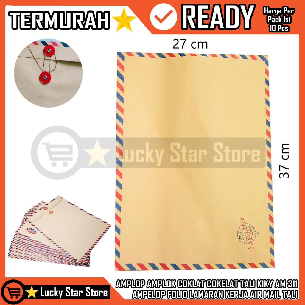 

AMPLOP TALI 311 AIR MAIL 1 PACK ISI 10 PCS AMPELOP COKLAT TALI 311 EXECUTIVE COKELAT AIRMAIL PAKAI TALI EXECUTIVE MERK KIKY AMPELOP TALI AMPLOK SURAT MENYURAT LAMARAN MELAMAR KERJA BERGARIS PINGGIR KERTAS POLIO FOKIO DOUBLE FOLIO 27cm x 37cm