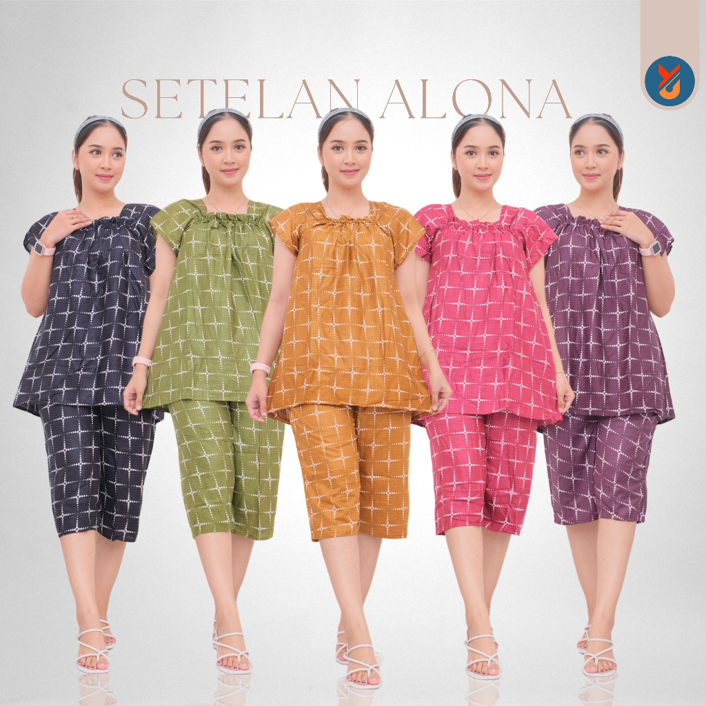 Alona Oneset Baju Setelan Wanita Celana 3/4 Rayon YashCollection