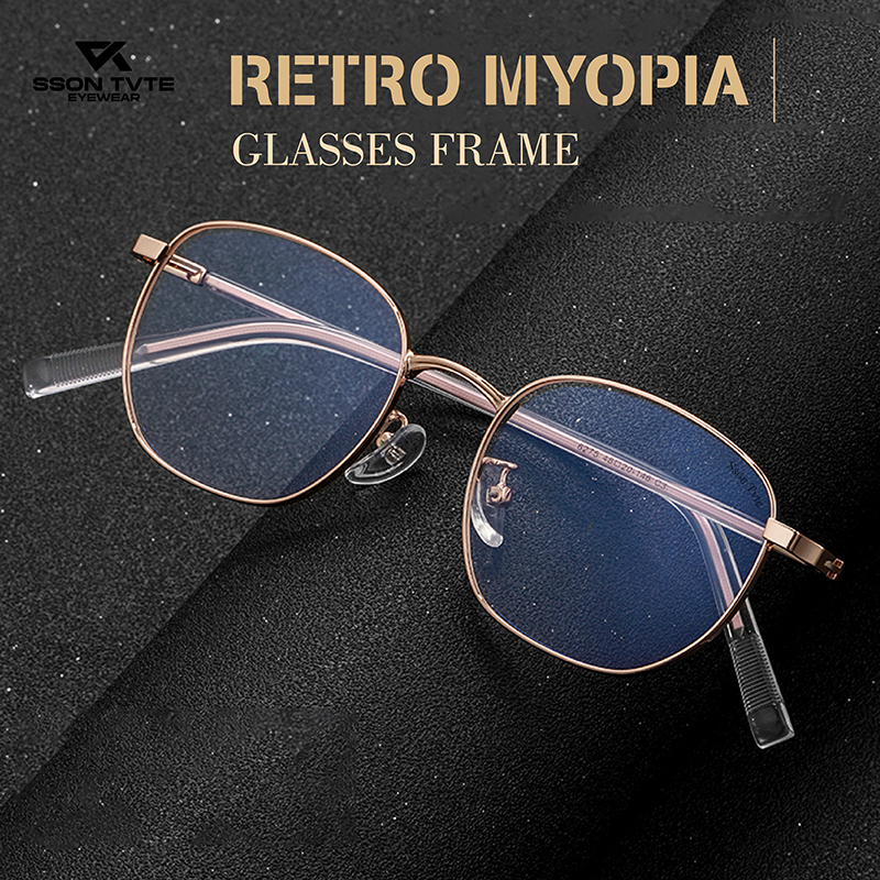 SSON TVTE Frame Kacamata Lensa Minus Pria Wanita Frame Bulat Alloy 6275