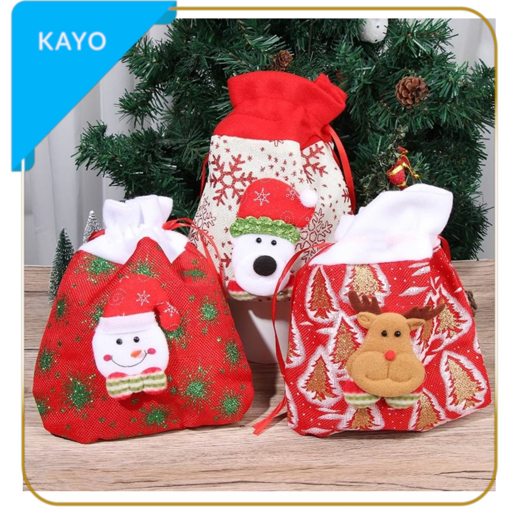 

pouch Kain serut tas gift kado bingkisan tema Christmas packing hadiah souvenir kado natal