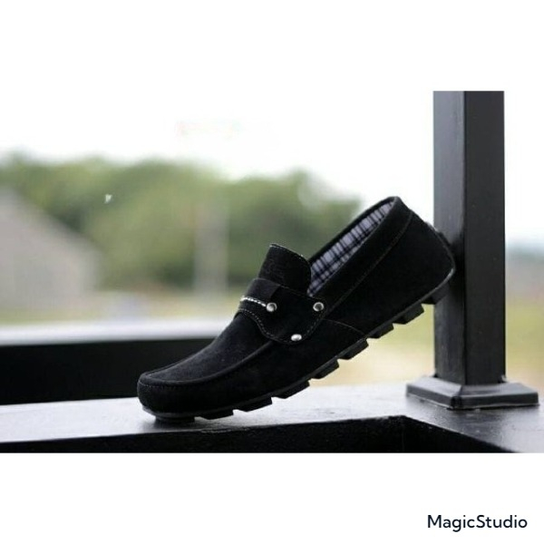100% aman kickers papara sepatu pria santai slop slip on murah original handmade -hitam