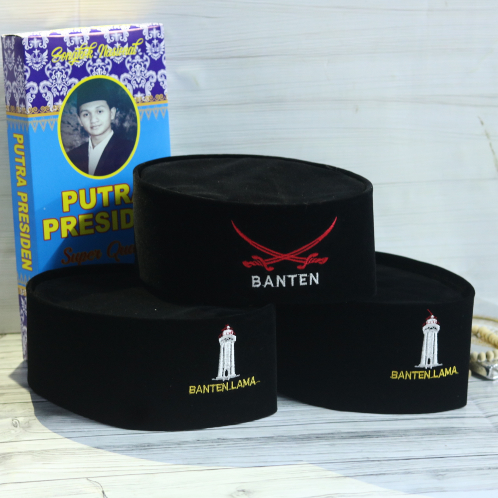 Peci Songkok Kopiah Hitam Pedang Kopyah Logo pedang Banten Anak Dewasa Super Quality