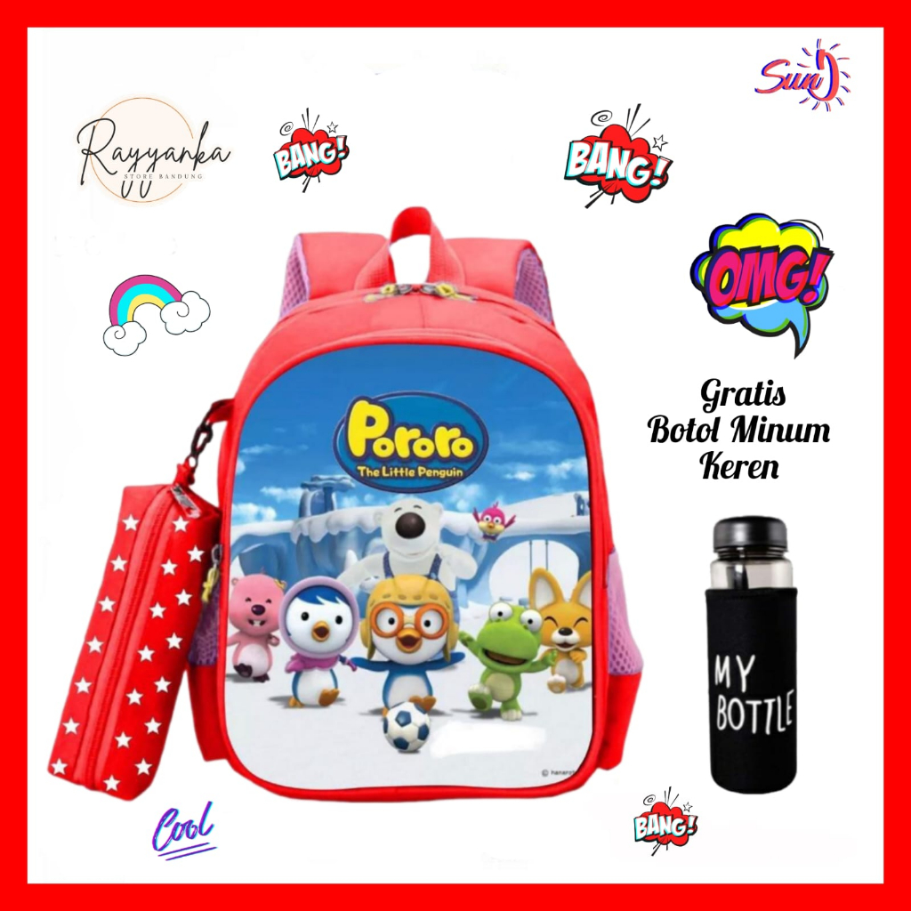 Tas Ransel Anak Terlaris Model P0R0R00 Gratis Botol Minum Untuk Sekolah Anak Tk Dan Paud