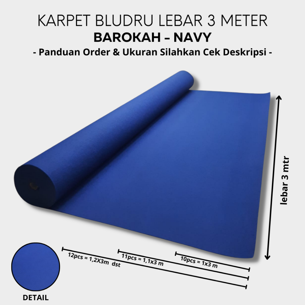 BAROKAH Karpet Bludru 10 cm x 300 cm [METERAN] LEBAR 3 METER Bulu Polos Murah, Pameran, Exhibition