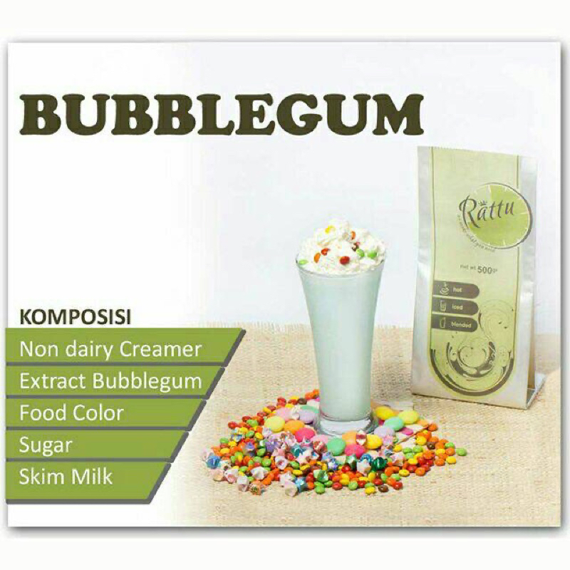 

RATTU BEVERAGE BUBBLEGUM POWDER 500 GR PREMIUM POWDER