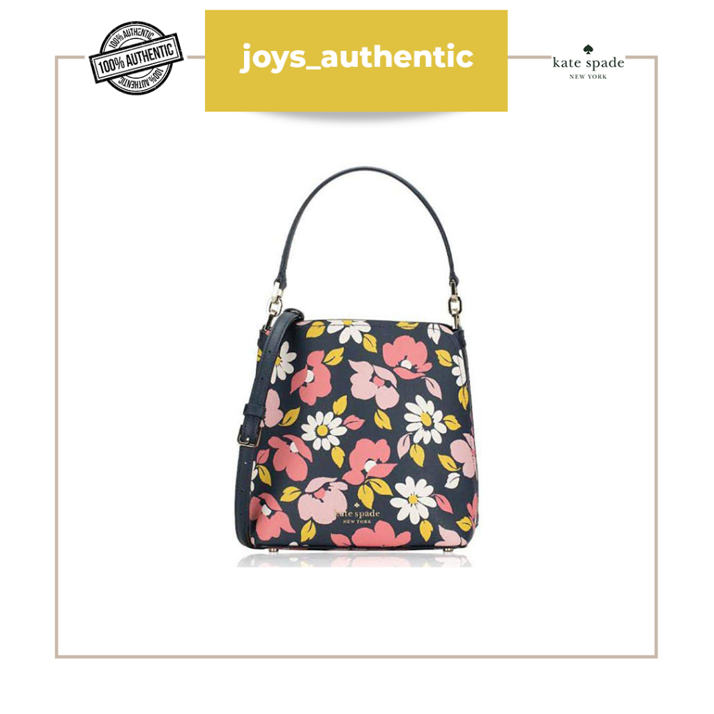 Tas Wanita Kate Spade Darci Small Bucket Road Trip Flora Biru Blue Multi Woman Bag Authentic Origina