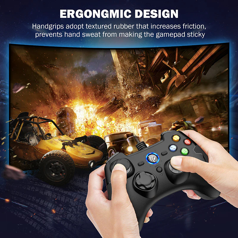 EasySMX Black Gamepad Wired Gaming Controller Dualshock for Android PC PS3 - ESM-9100