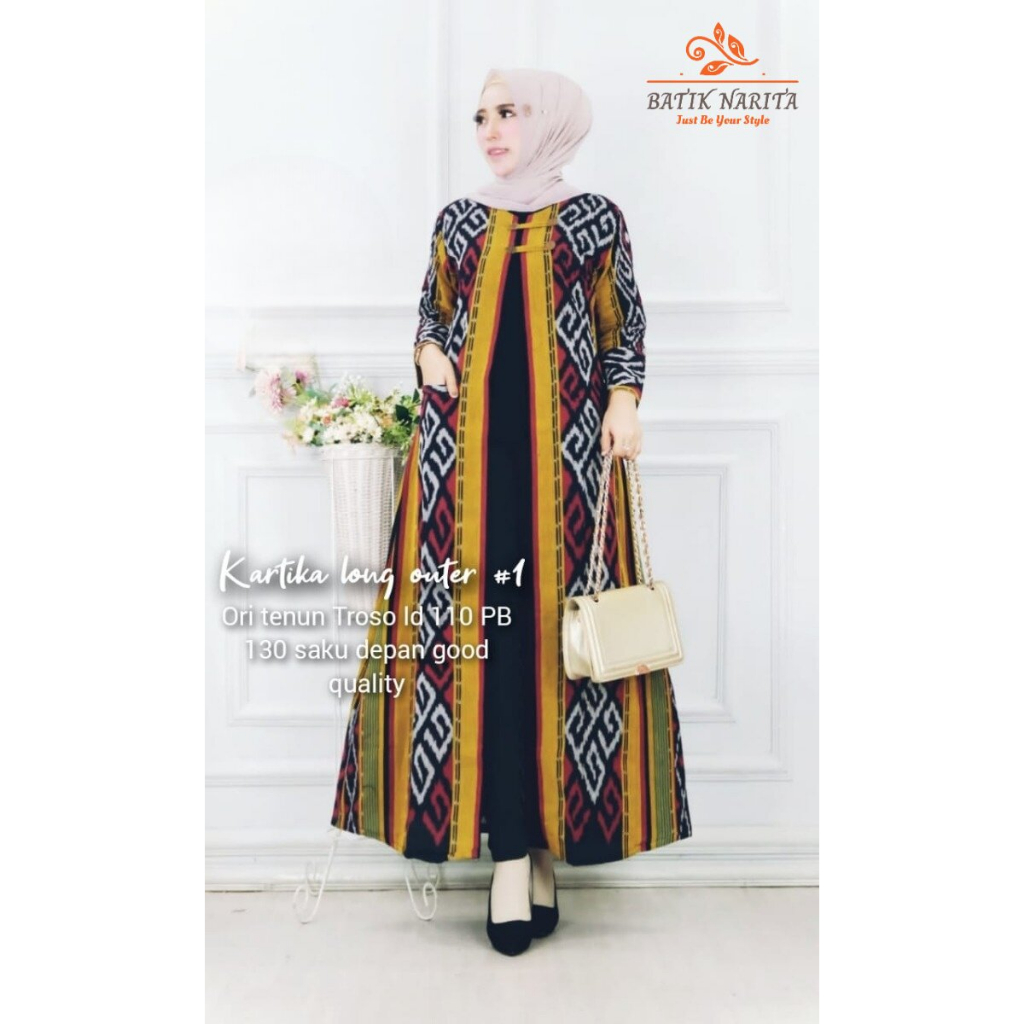 READY STOCK - KARTIKA LONG OUTER / TENUN TROSO JEPARA HANDMADE/BLAZER BATIK SOLO/CARDI TENUN