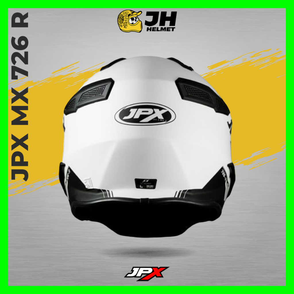 Helm JPX MX 726R MX04 Marz Super Black White | Black Glossy | Helm Full Face | JUAL HELM