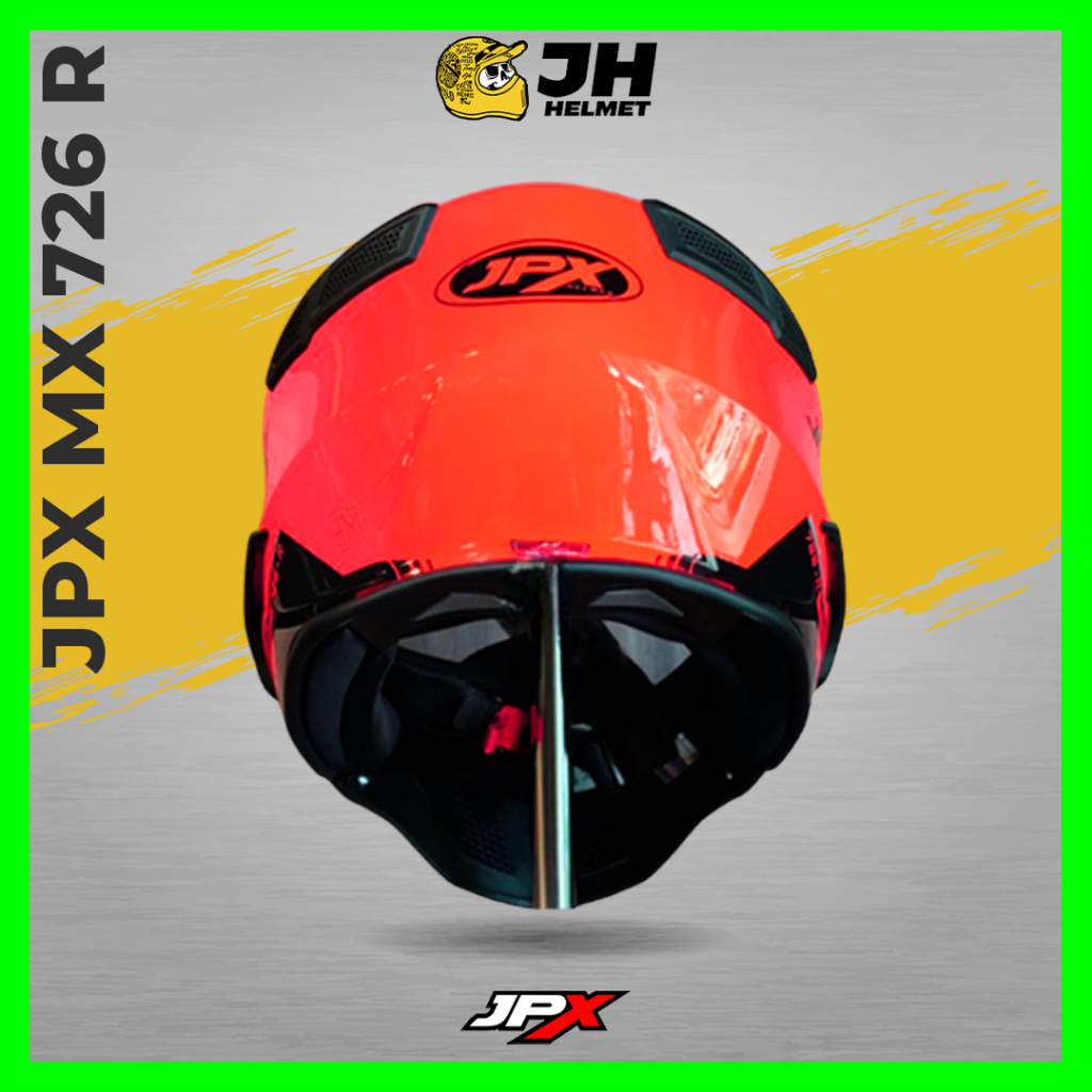 Helm JPX MX 726R Red Fluo Black Glossy | Helm Full Face | JUAL HELM