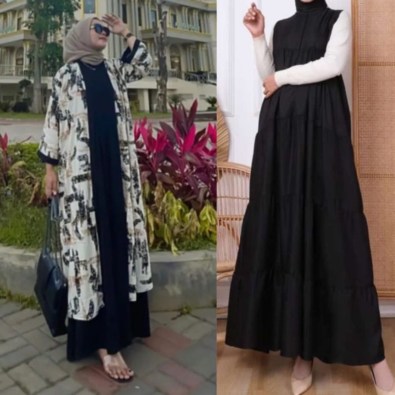 gamis abaya inner outer .iner crincle outer rayon