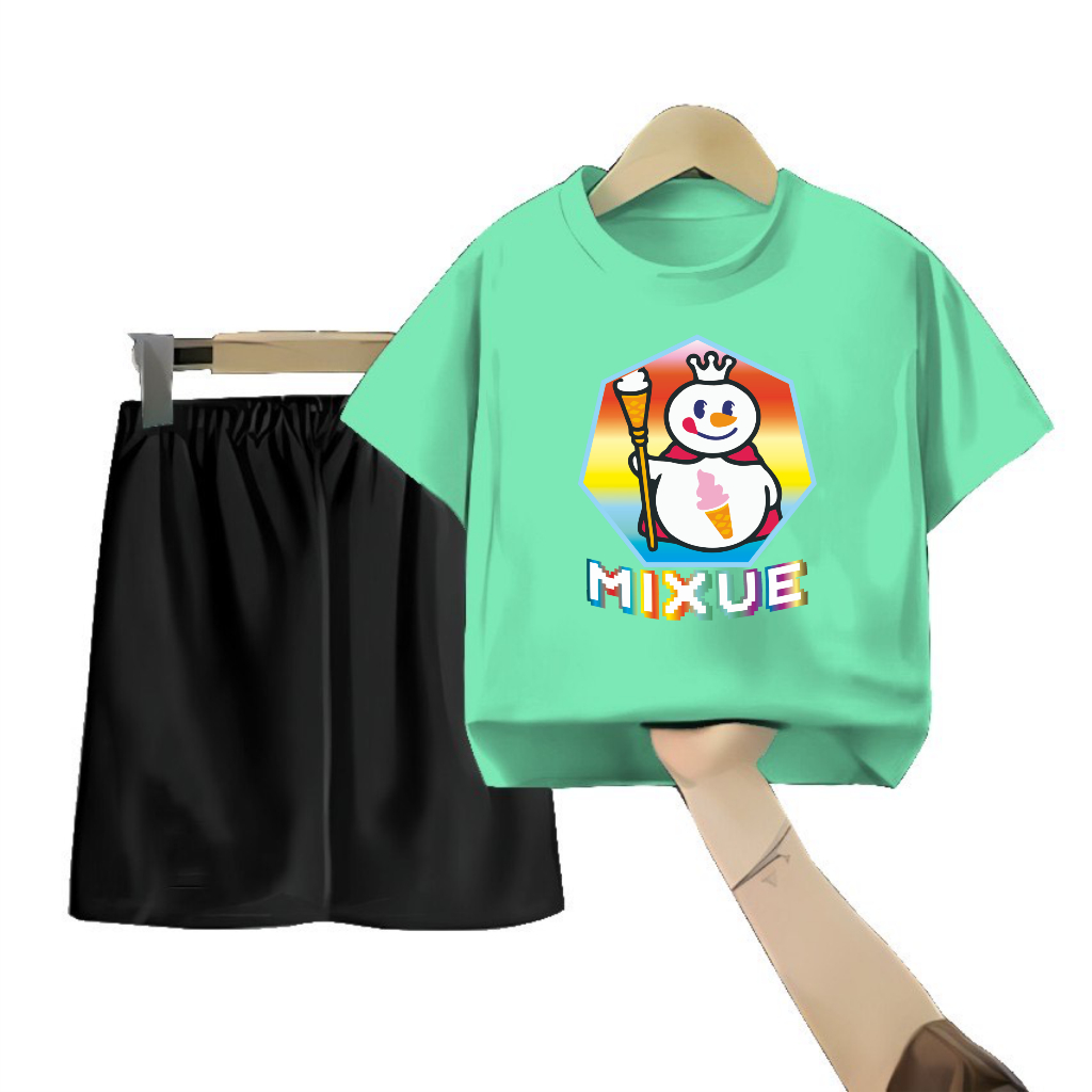 Setelan Kaos Anak Anak Tanggung Mixue Pelangi XXL/3XL