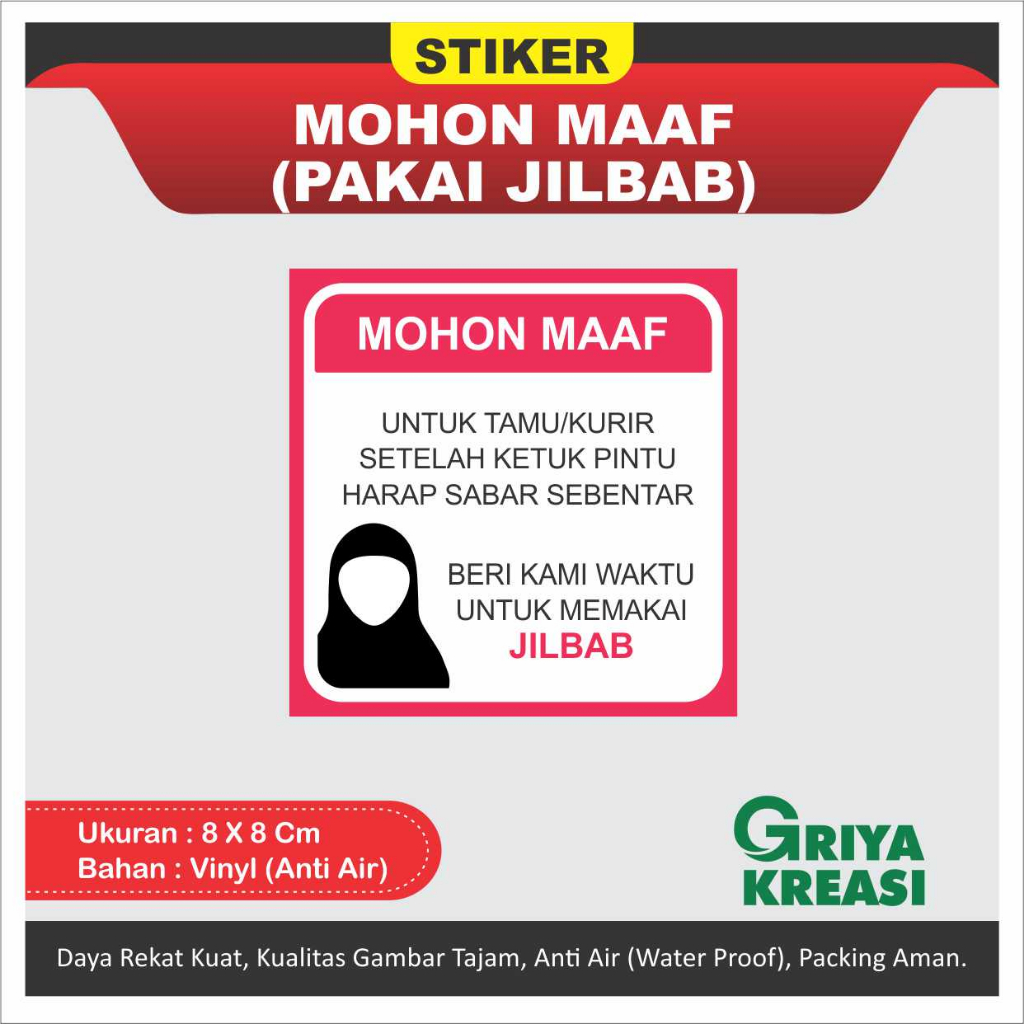 

STIKER TUNGGU MEMAKAI JILBAB HIJAB ANTI AIR