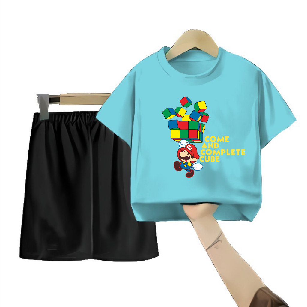 Setelan Kaos Anak Tanggung Mario Rubik XXL/3XL