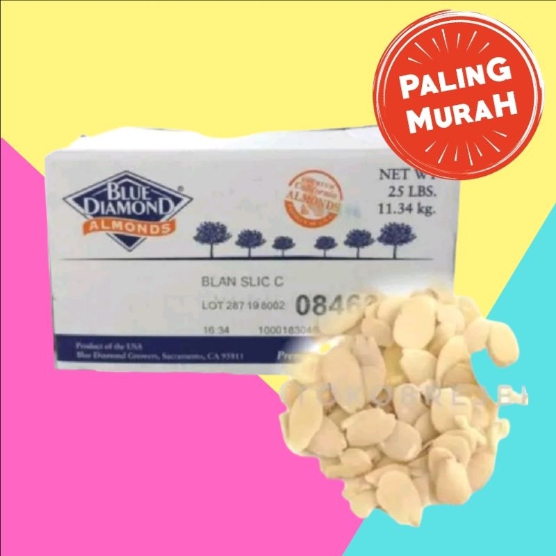 100 GR Kacang Almond Slice Blue Diamond Kemasan Re-Pack 100 Gr