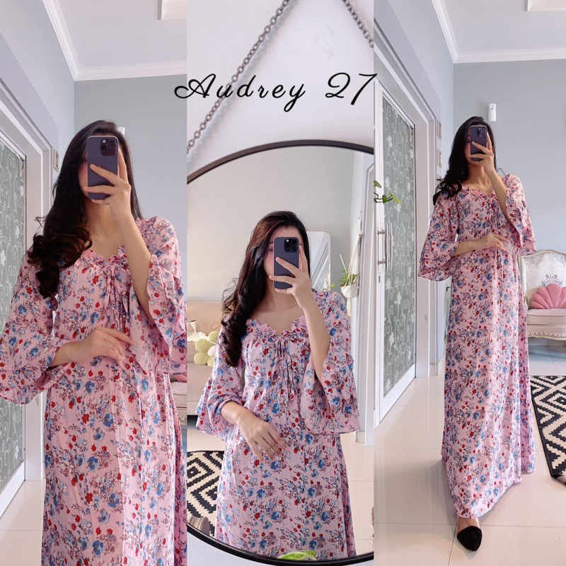 Daster arab FAIRUZ AUDREY Long Dress Rayon Motif Terkini Top model Best Seller