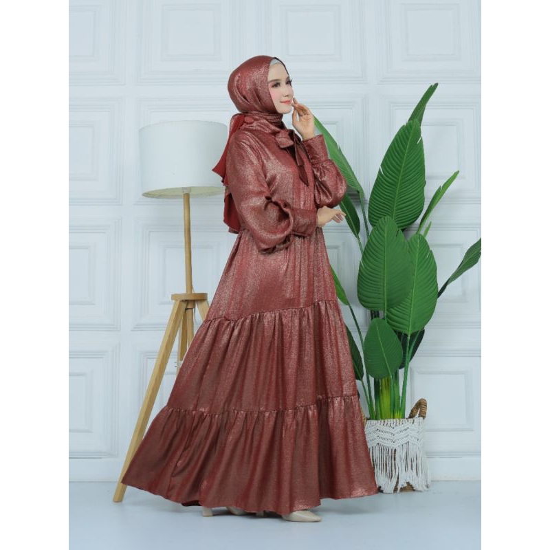 GAMIS ABAYA SHIMMER MEWAH PESTA KONDANGAN SET PASHMINA BUSUI 514