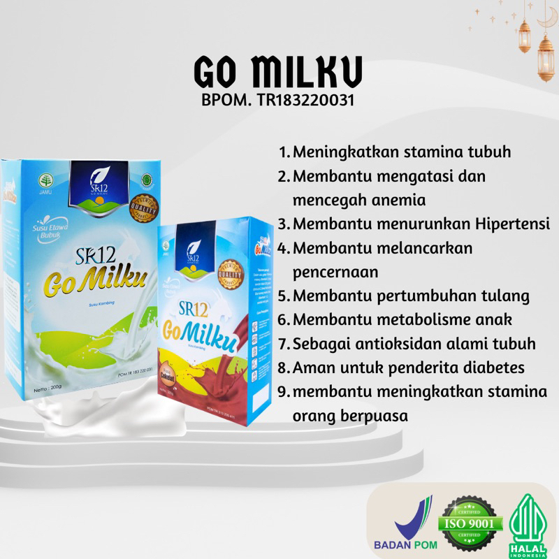 

SUSU GOMILKU SR12 SUSU KAMBING ETAWA PREMIUM HALAL & BPOM | MEMBANTU MENJAGA DAYA TAHAN TUBUH