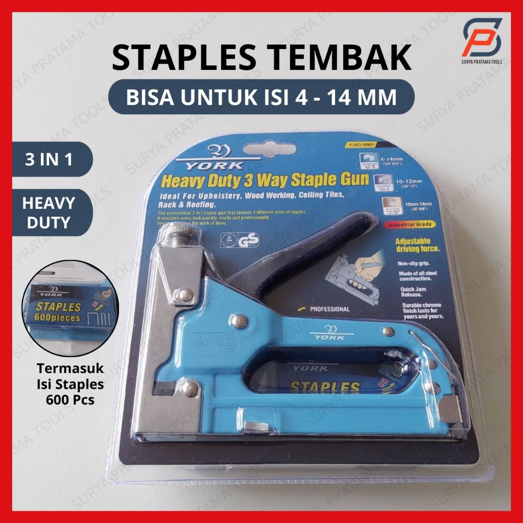 

Staples Tembak 3 In 1 Staple Gun Tacker Stapler Hekter Jok Sofa Kulit Heavy Duty York
