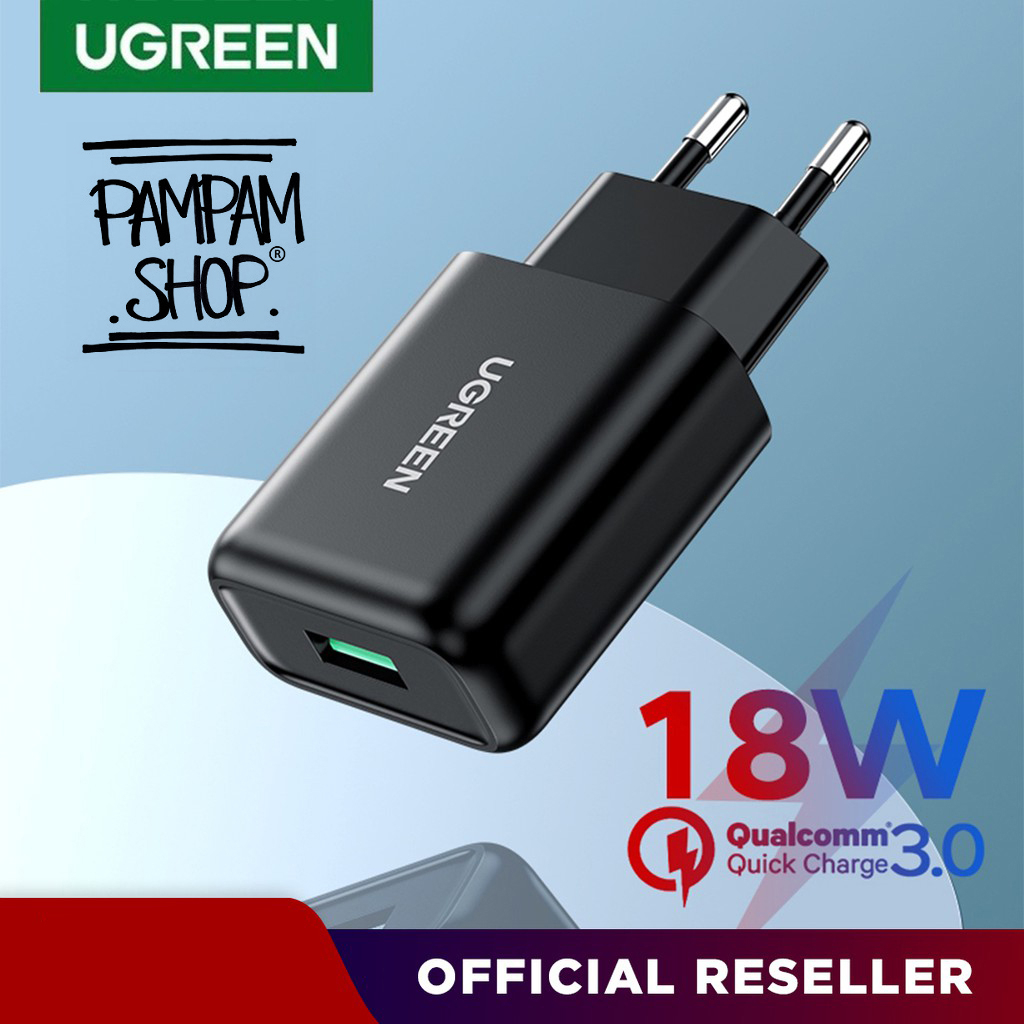 UGREEN ORIGINAL Adaptor Kepala Charger USB 2.4A 18W Fast Charging Quick Charge Qualcomm 3.0 Casan Wall Adapter 2.4 Ampere 2A Ori