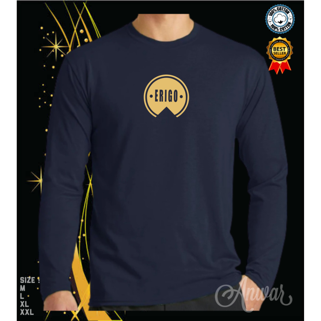 Kaos Erigo Pakaian Atasan Casual Pria Wanita T-shirt Panjang Terbaru Distro Mall Bahan Tebal Adem