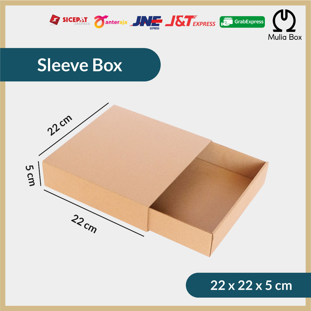 

Kardus Packing Laci / Sleeve Box 22 x 22 x 5 cm Corrugated Die Cut Jar Pouch Hampers Hadiah Kado