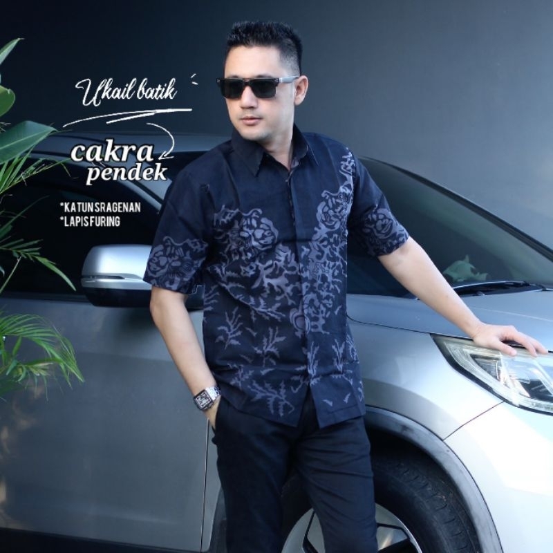 Kemeja Batik Pria Lengan Pendek Premium Lapis Furing Motif Cakra Bahan Katun