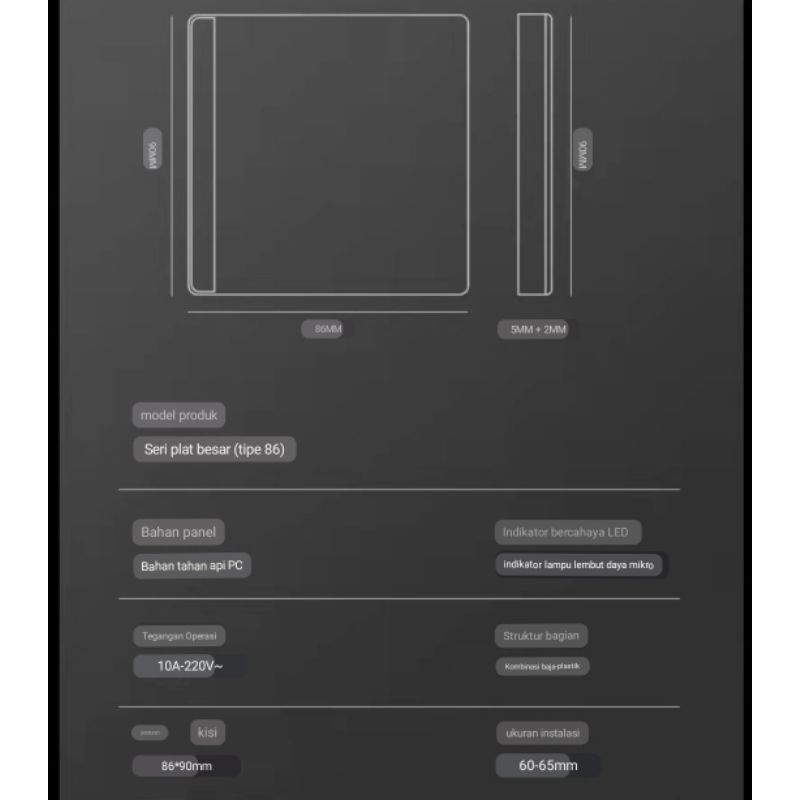 saklar lampu hitam motif kulit indicator led 86  1 way