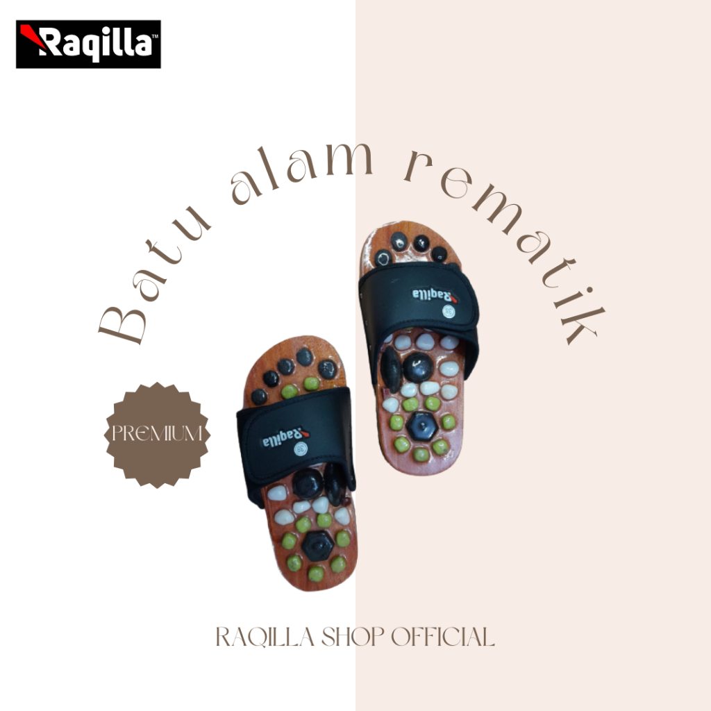 Raqilla Sandal Rematik Batu alam sendal refleksi akupuntur bahan batu alam